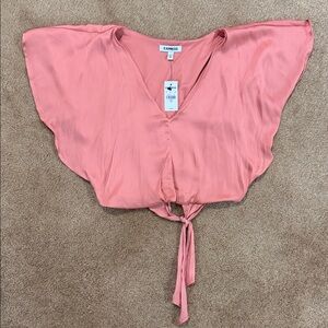 Express Peach Tie-Front Top